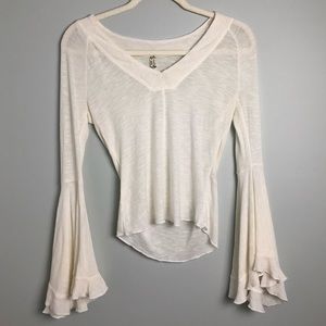 Free People Ruffle Bell Sleeve Top Size Small